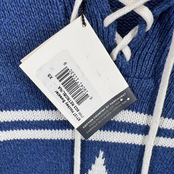 Parkhurst Cotton Country Canada Sweater Womens XS Maple Leaf Pullover Lace-Up - Picture 3 of 9